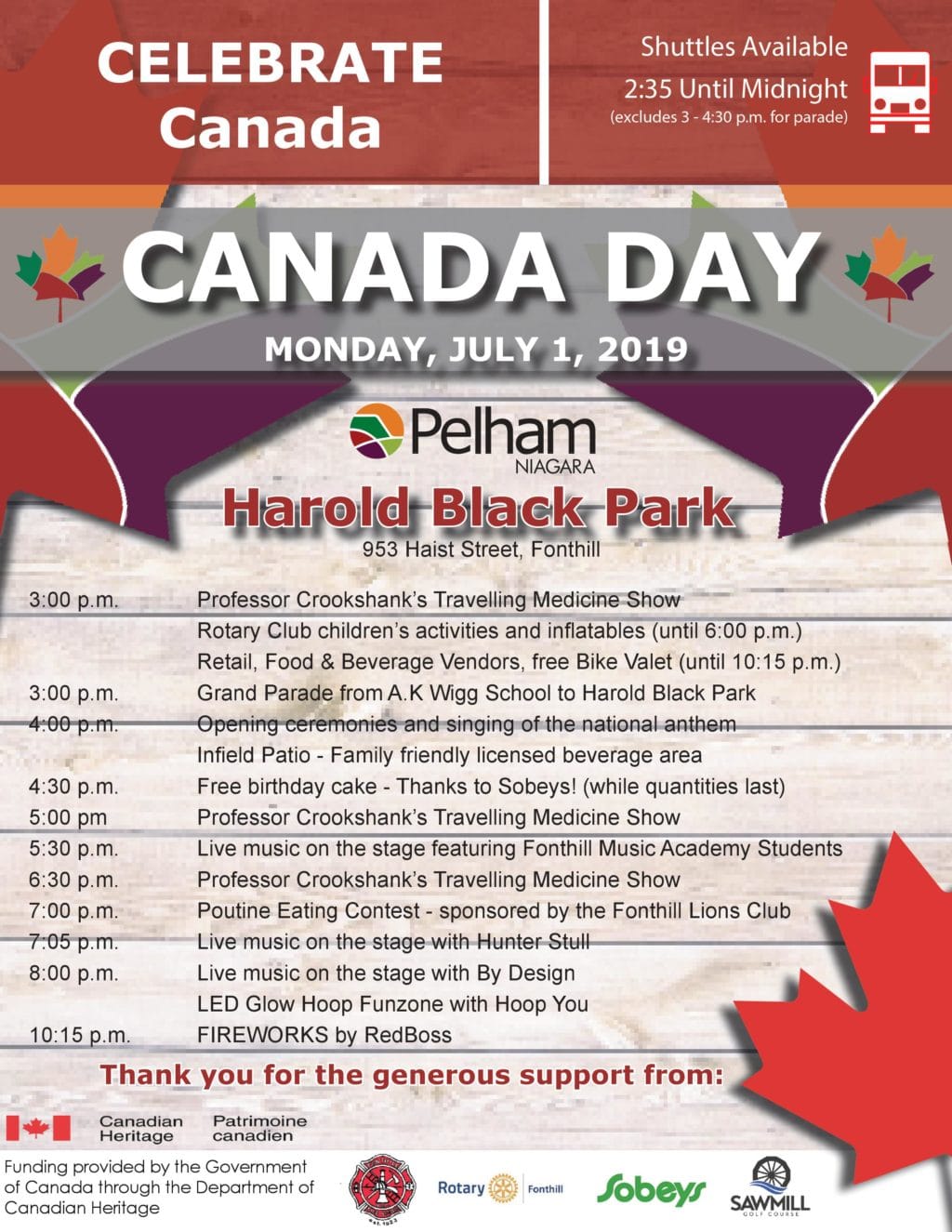 2019 Canada Day in Niagara Falls Region Fireworks, Festivals & Weekend Events