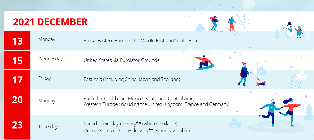 International Postal Deadlines For Christmas 2022 2021 Holiday Shipping Deadlines For Canada Post, Fedex & Purolator | To Do  Canada