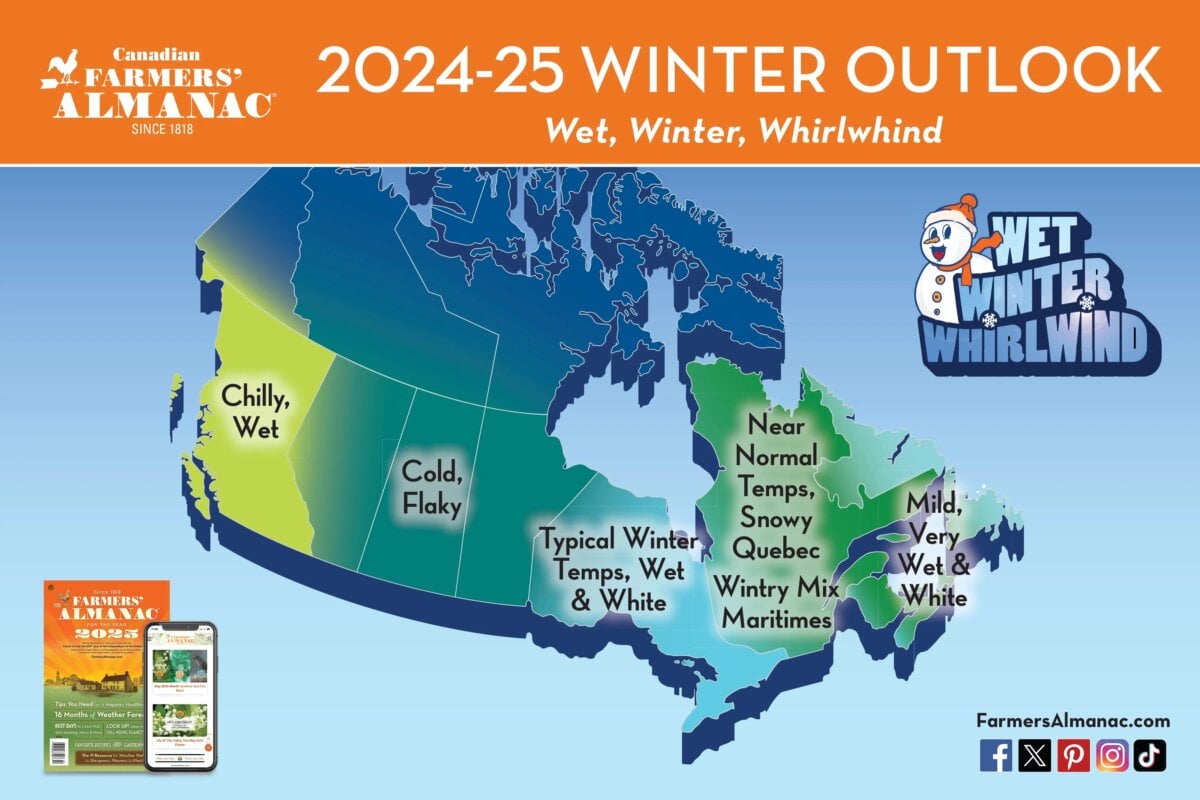 Wet Winter Whirlwind Farmers’ Almanac Releases 2025 Winter Forecast