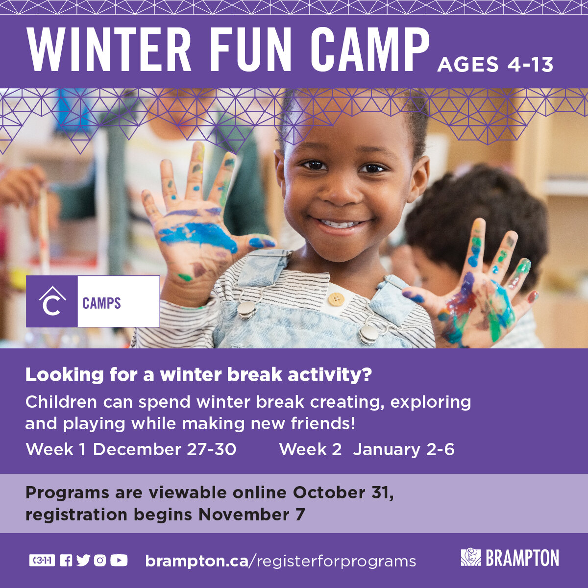 City of Brampton Winter Break Camps Various Venues, City of Brampton
