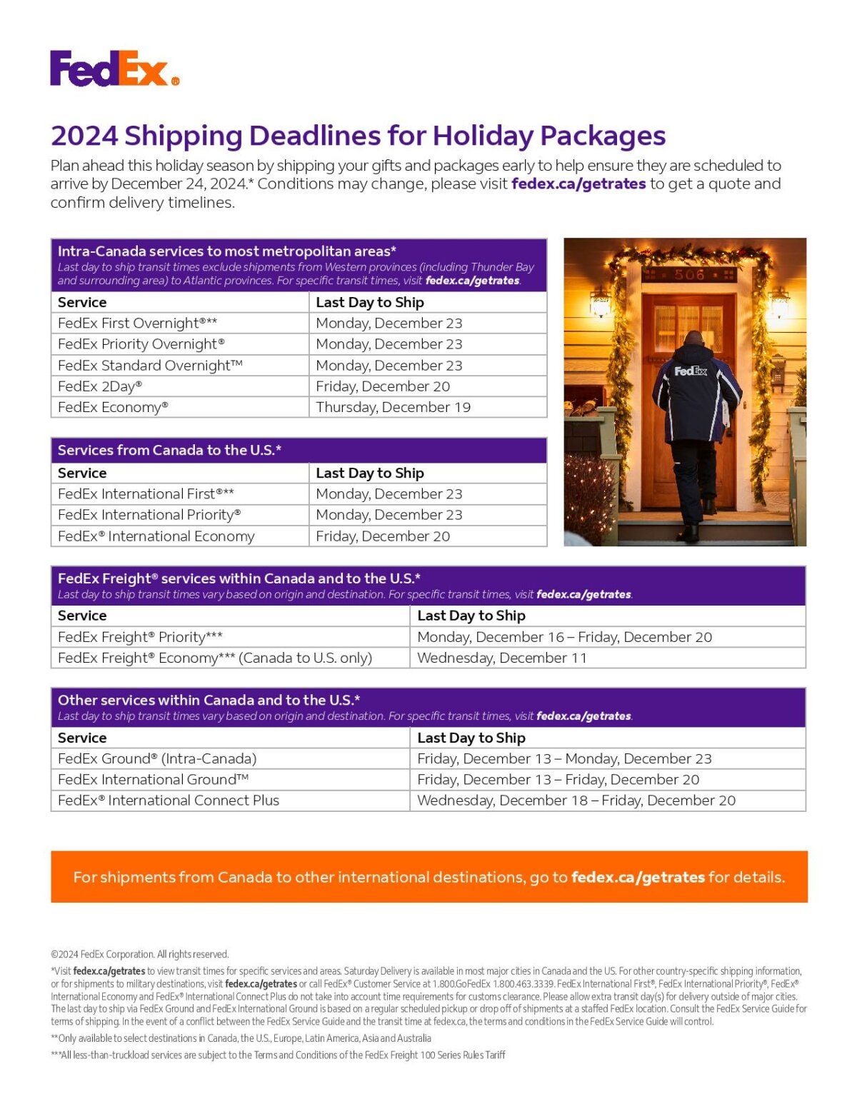 2024 Holiday Shipping Deadlines For Canada Post, FedEx & Purolator