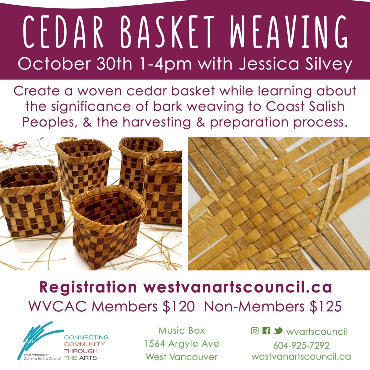 Cedar Weaving with Jessica Silvey Music Box, 1564 Argyle Ave