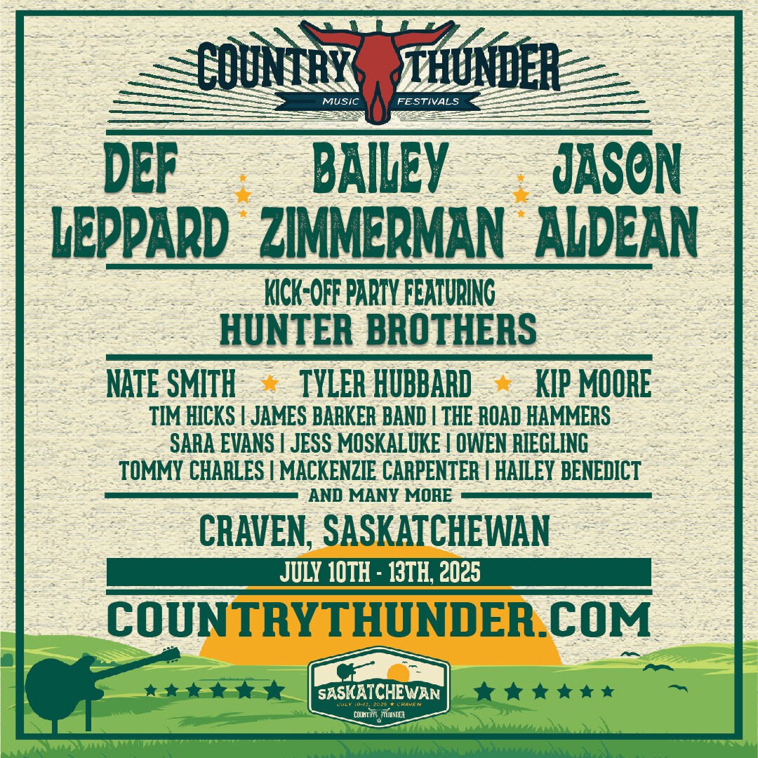 Country Thunder Saskatchewan Announces Headliners For 2025 Summer Music