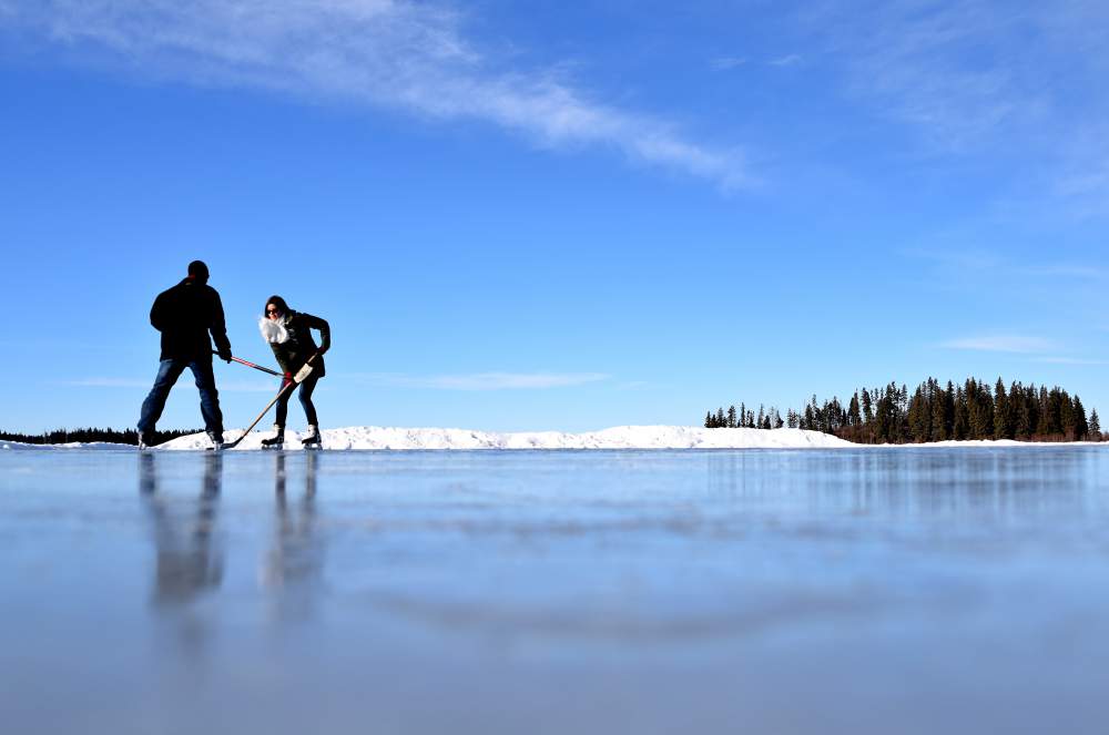 Skating at Elk Island National Park.