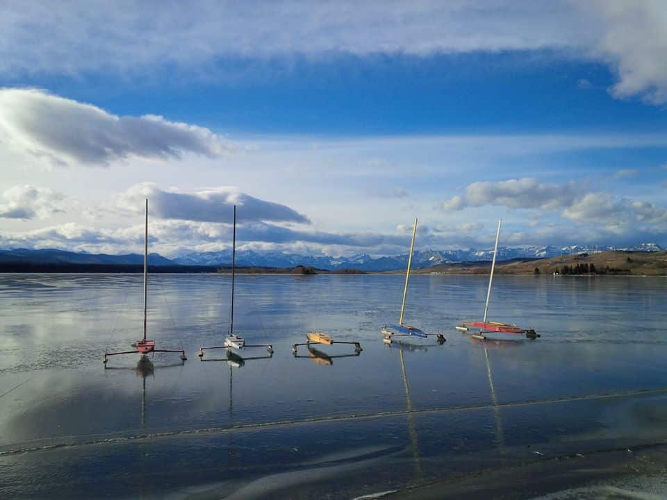 Ice Sailing, and Ice Driving on Ghost Lake, Alberta