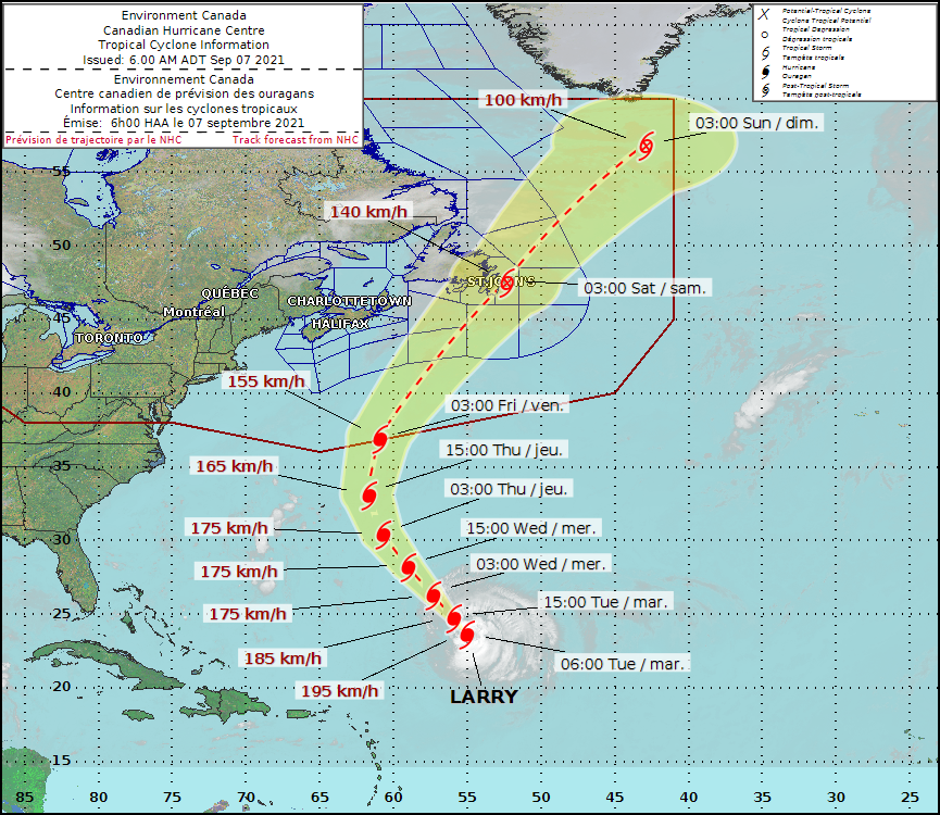 Hurricane Larry Likely to Impact Eastern Newfoundland This Friday