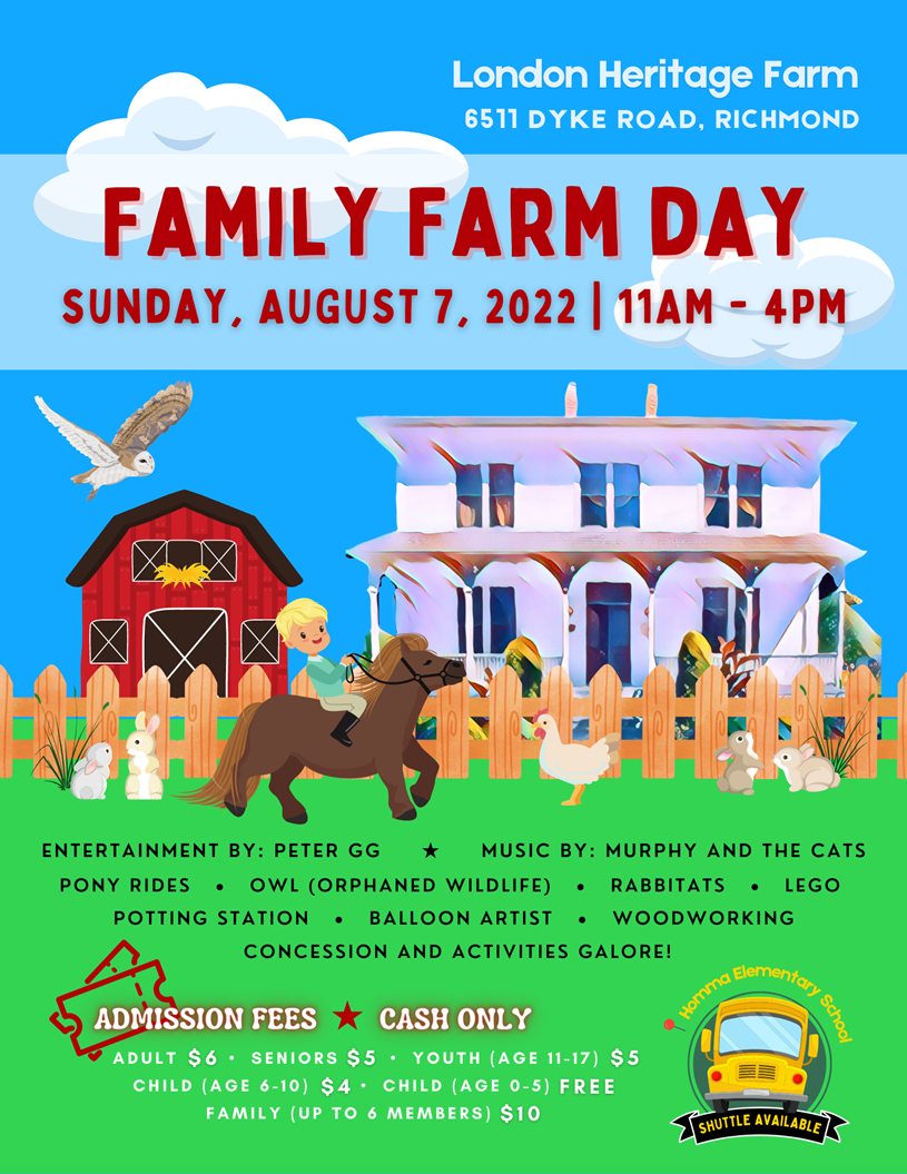 Family Farm Day London Heritage Farm, 6511 Dyke Road, Richmond To