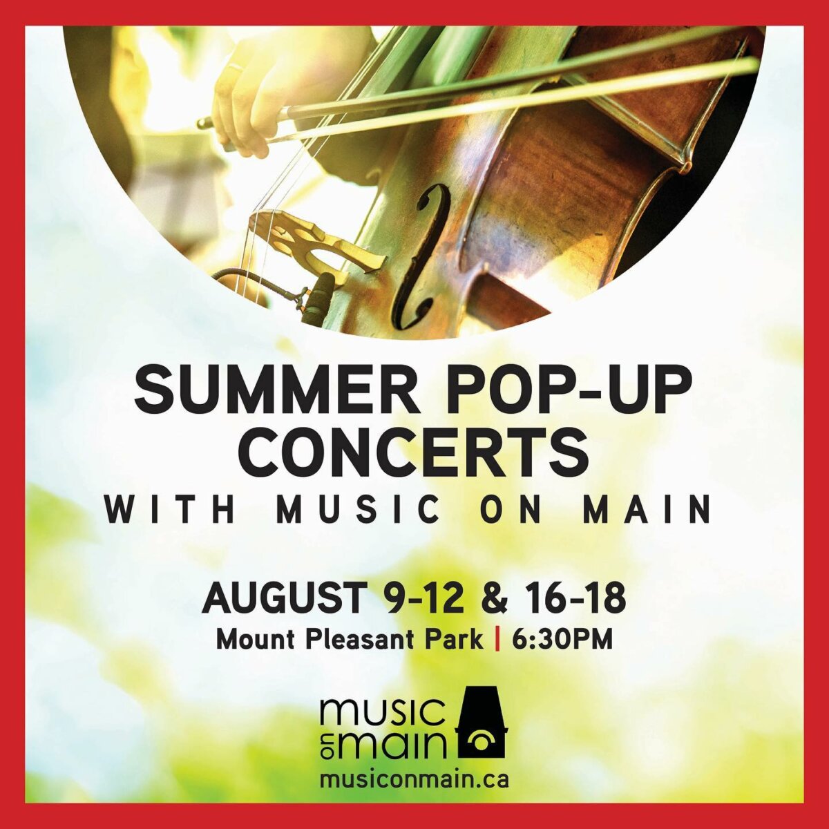 Summer PopUp Concerts with Music on Main Mount Pleasant Park