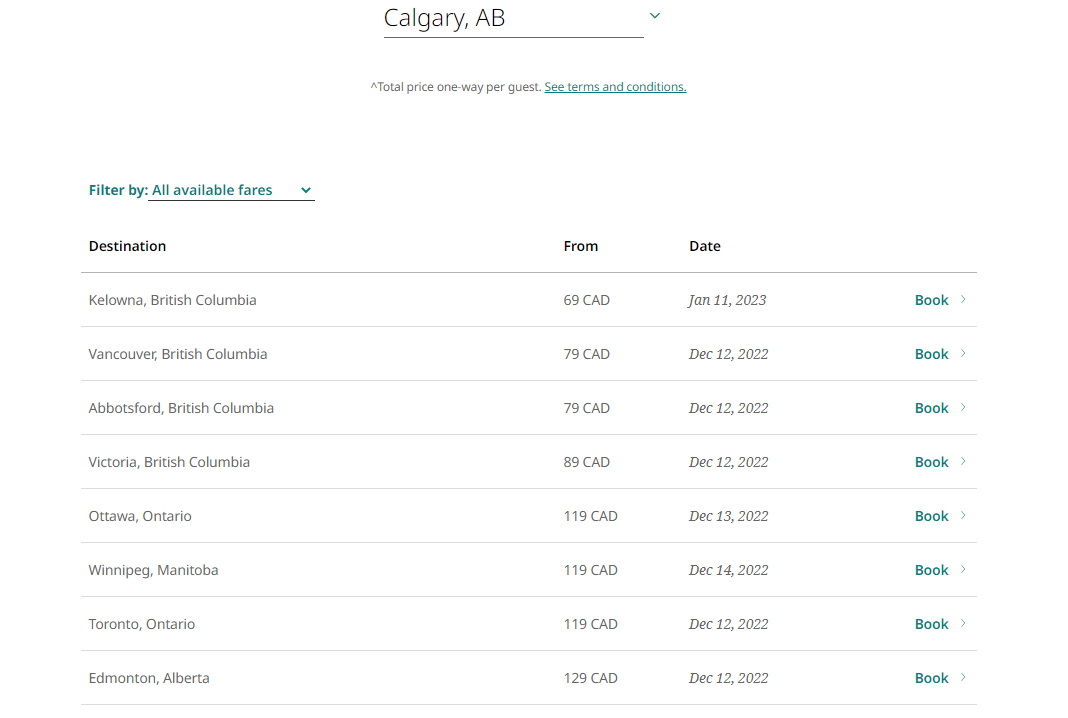 WestJet Black Friday Sale Deals 2022 Domestic Flights For 99 or Less