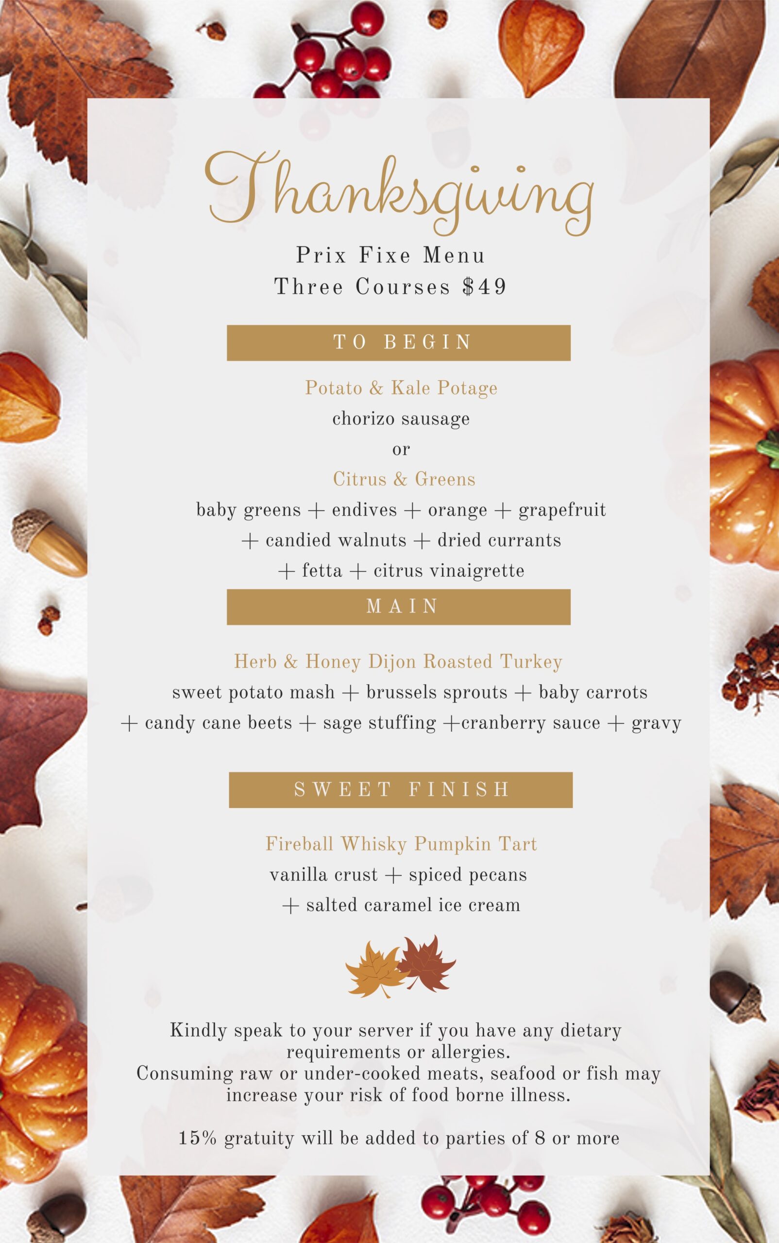 Azure Restaurant's Thanksgiving Feast | Azure Restaurant & Bar, 225 ...