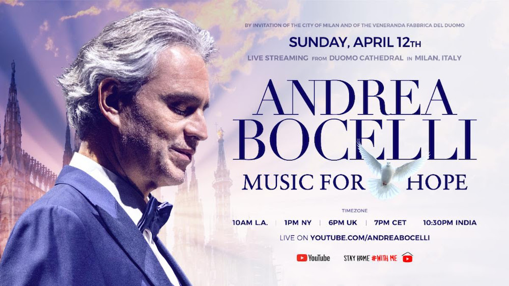 Andrea Bocelli's Easter Concert Livestreamed Globally from Milan's Duomo Cathedral To Do Canada