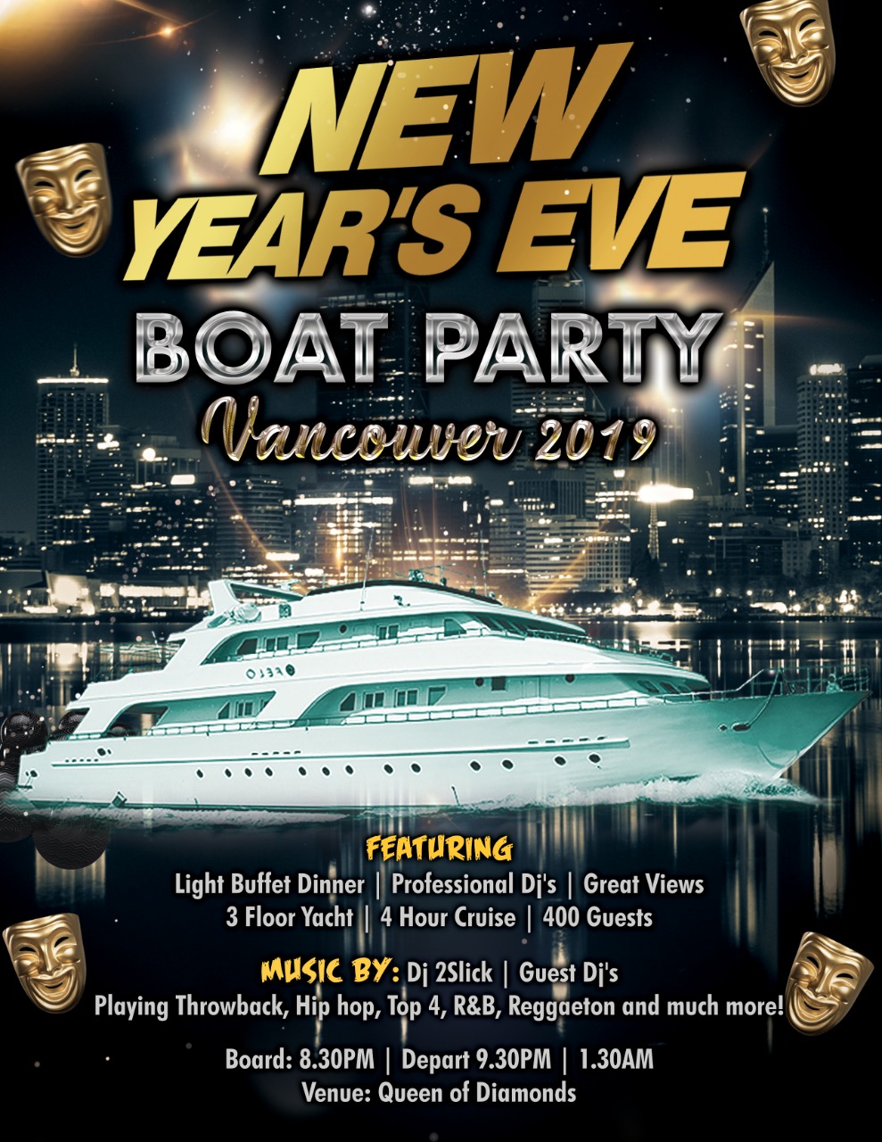New Year S Eve Boat Party Vancouver 2020 Queen Of Diamonds 750 Pacific Blvd Vancouver To Do Canada
