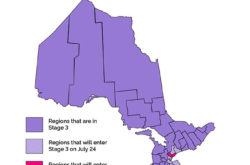 List of Regions in Ontario (Map) That Can Move to Stage 3